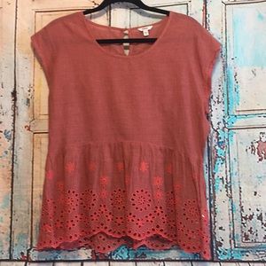 Sonoma eyelet peplum tee med nwt